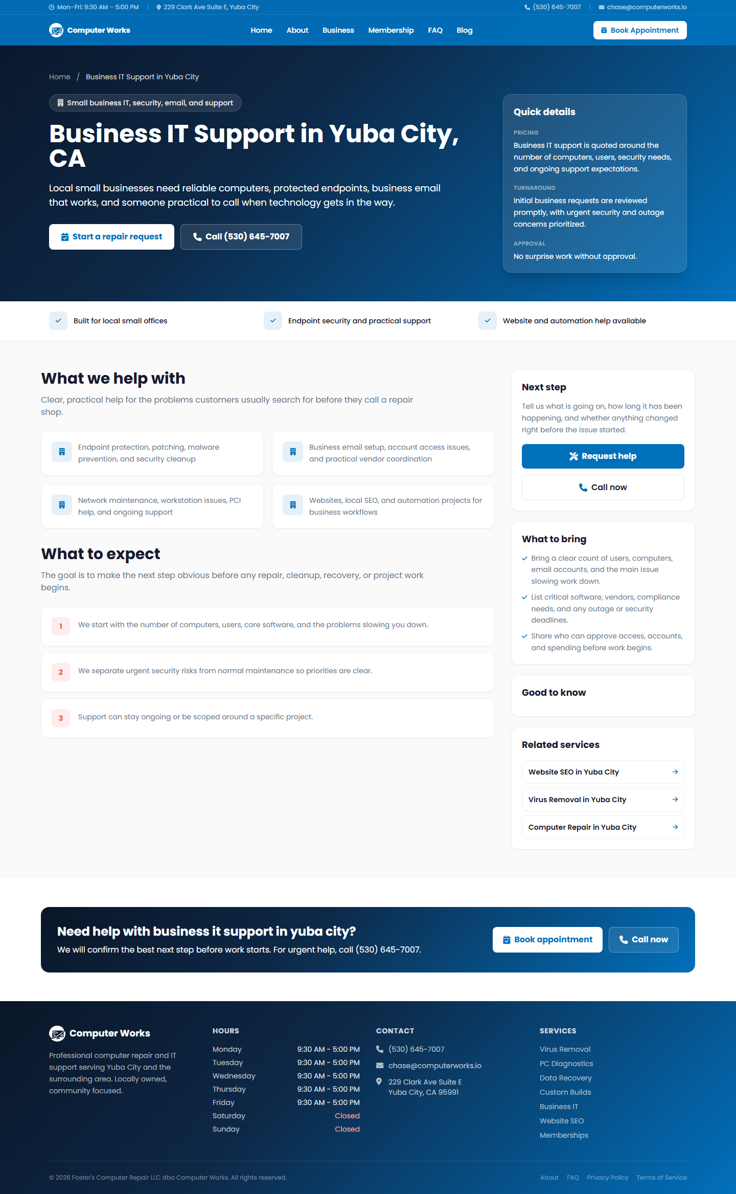 Computer Works business IT support service page.