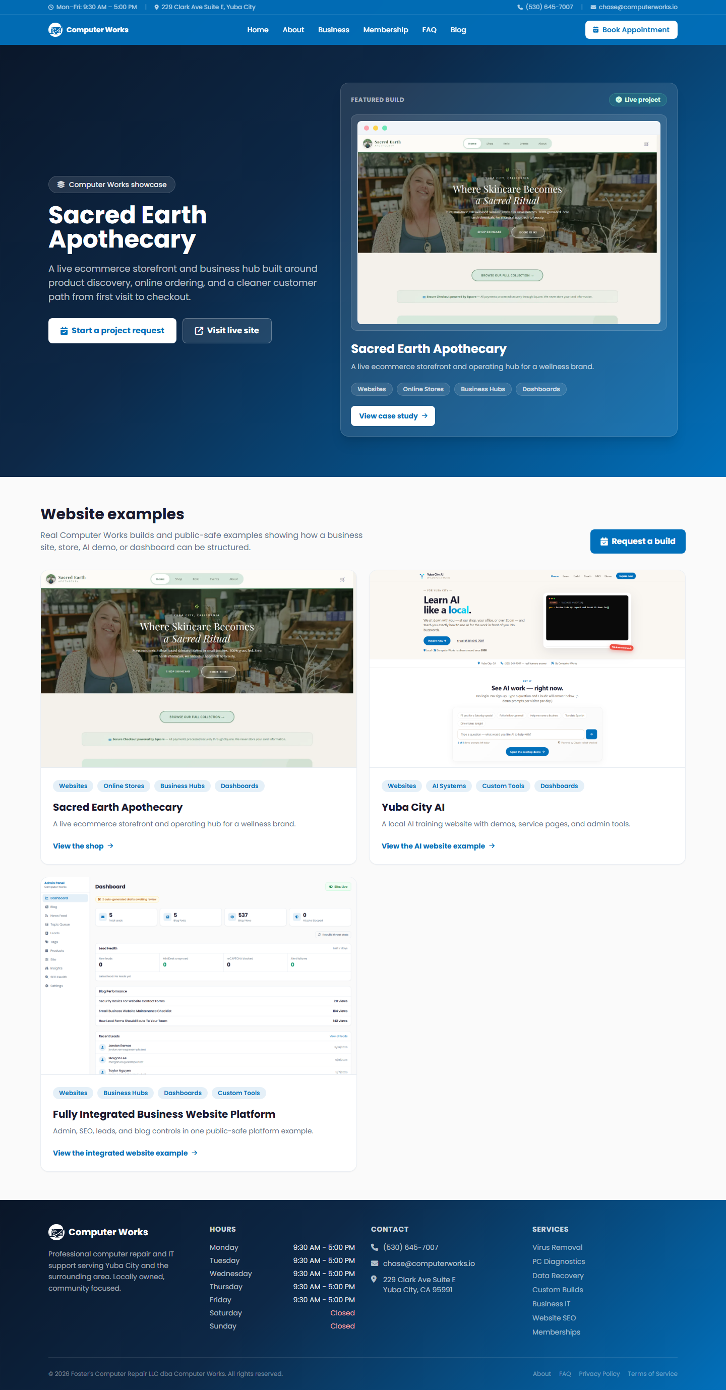 Computer Works showcase index page listing website examples.